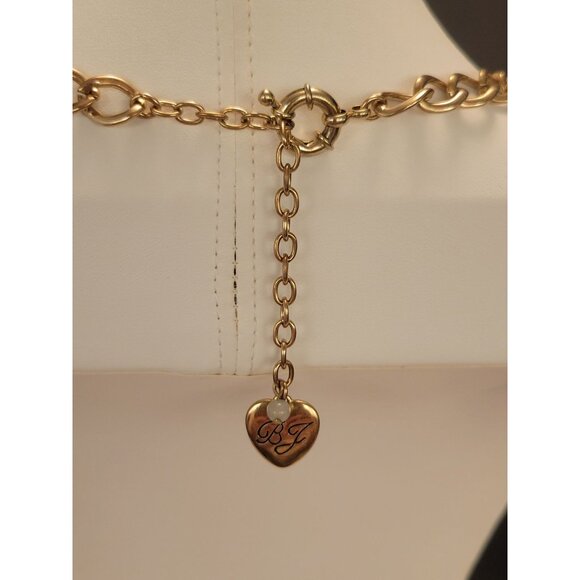 Vintage BJ Betsey Johnson Charm Necklace W/ Horseshoe & Rose Pendant 24" - Picture 6 of 11